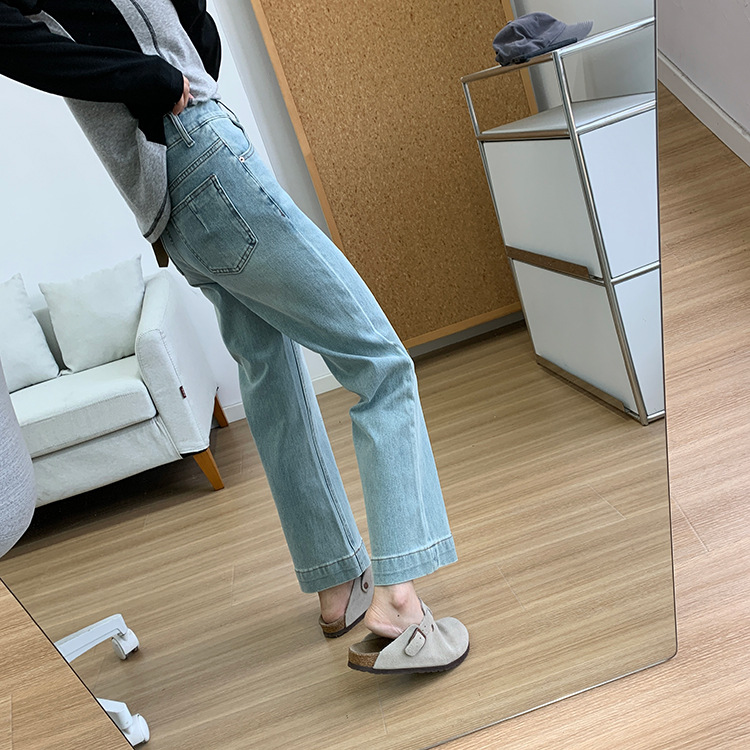 Slimming pants! Early spring light blue four-sided stretch straight-leg jeans for women 2025, high-waisted and petite 9-inch pants pic 19