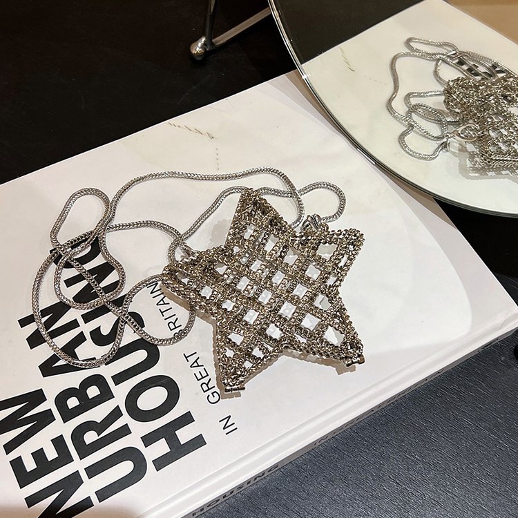 跨境2024夏新款小香风镂空金属星星包晚宴包单肩斜挎气质链条女包详情93