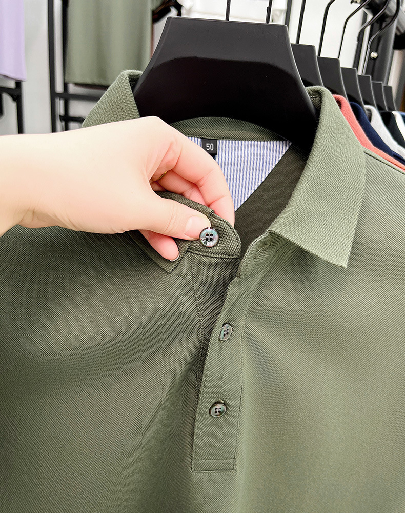 细珠地纯棉polo衫短袖男夏季新款中年纯色商务休闲翻领男士t恤详情7