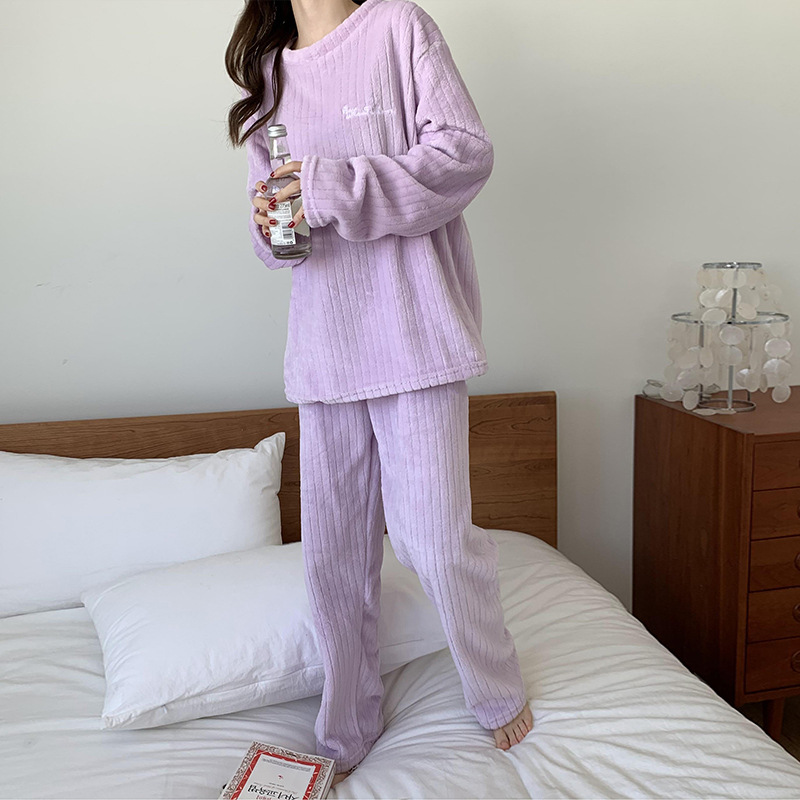 珊瑚绒睡衣女士2024年新款春秋冬季加厚大码冬天法兰绒加绒家居服详情12