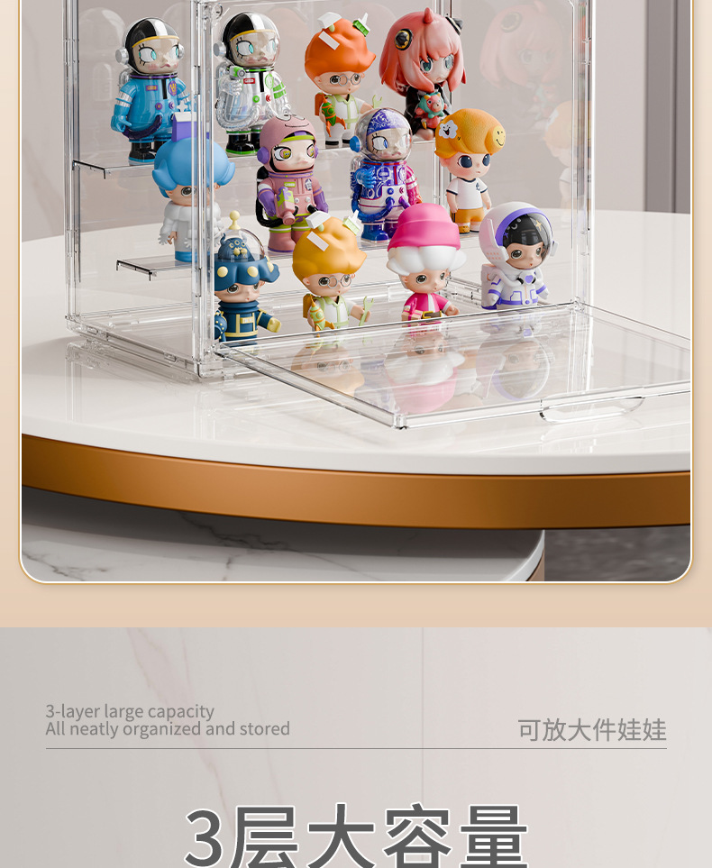 盲盒收纳展示架娃娃展示柜泡泡玛特收纳盒玩具防尘透明手办展示盒详情4