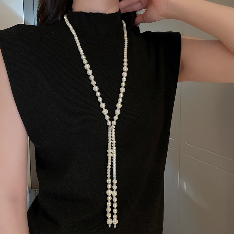 Irregular long pearl necklace, French light luxury style, sweater chain, niche simple and high-end necklace wholesale for women pic 70