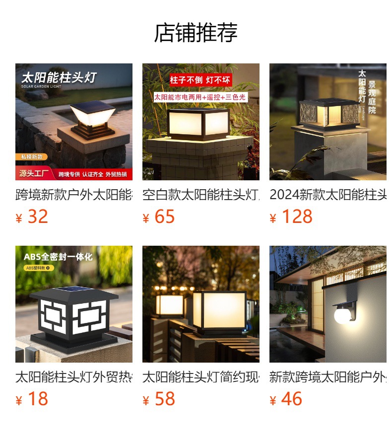 New cross-border solar column head lamp, outdoor fence and fence column lamp, garden simple waterproof outdoor courtyard lamp pic 1