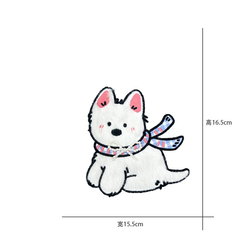 卡通新款电脑刺绣可爱毛绒绒小狗小羊猫咪布贴服装包包辅料补丁贴详情12