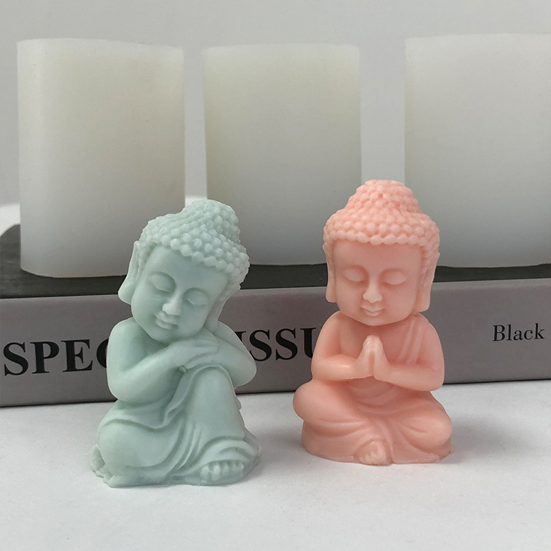 小和尚香薰石膏蜡烛硅胶模具diy佛像摆件观音菩萨如来佛滴胶模具详情29