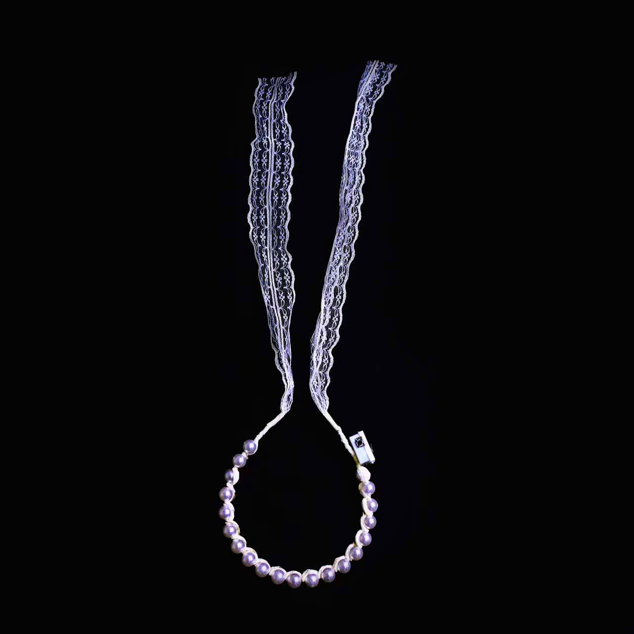 网红仙气发光发箍发带一体系带女绑发蕾丝带珍珠头饰夜市地摊热卖详情4