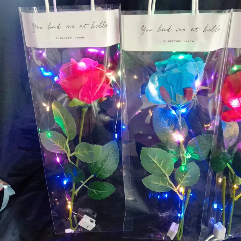现货发光玩具七夕情人节玫瑰花礼物七彩玫瑰花彩色仿真玫瑰花束详情21