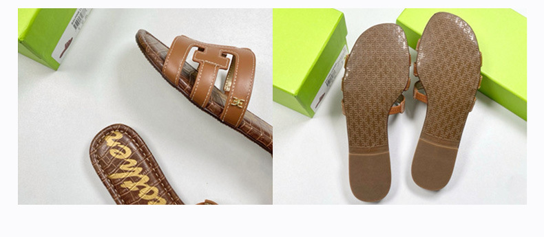 外贸原厂货~2024夏季真皮鞋拖防滑白色拖鞋女外穿凉拖夏平底H凉鞋详情8