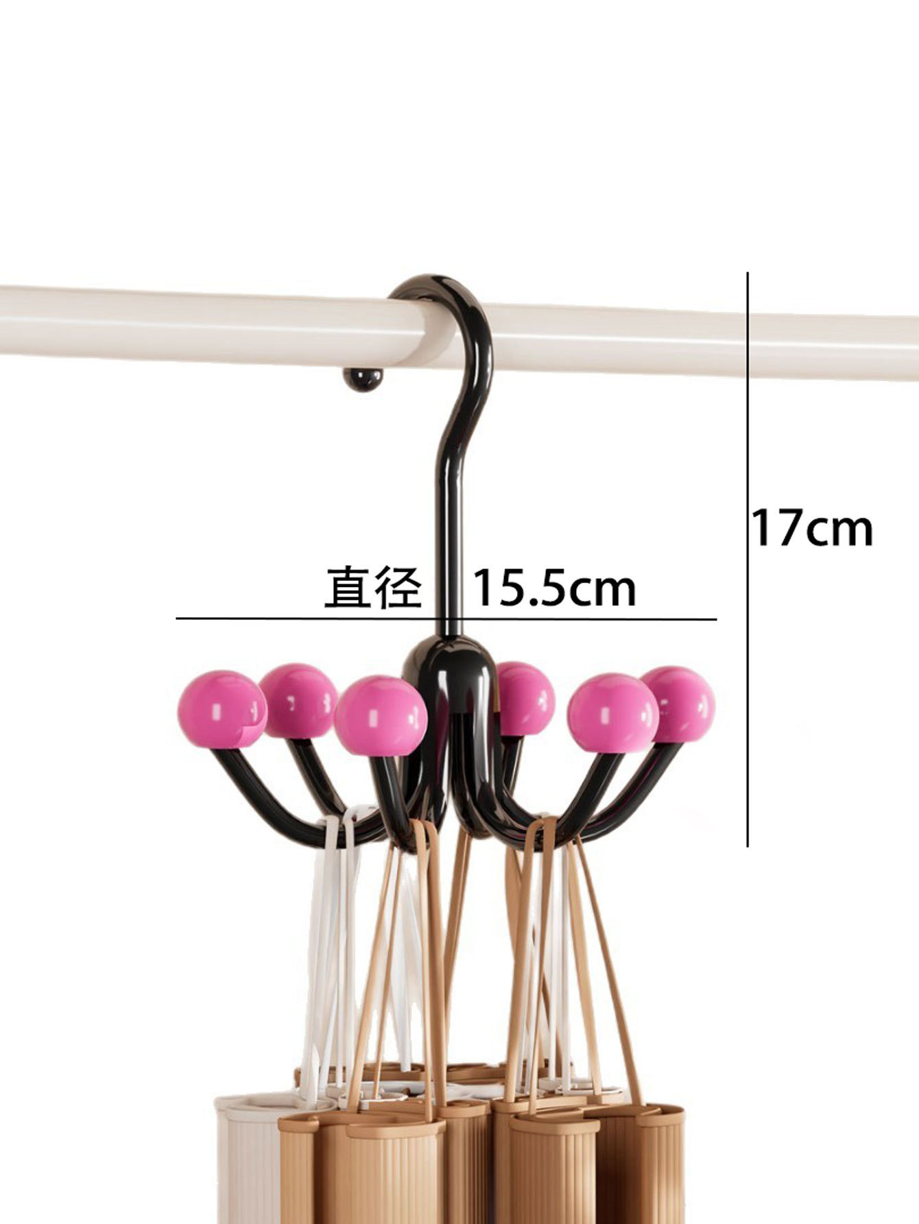 可旋转六爪挂钩挂包架家用多功能内衣衣帽挂钩免打孔收纳神器详情7