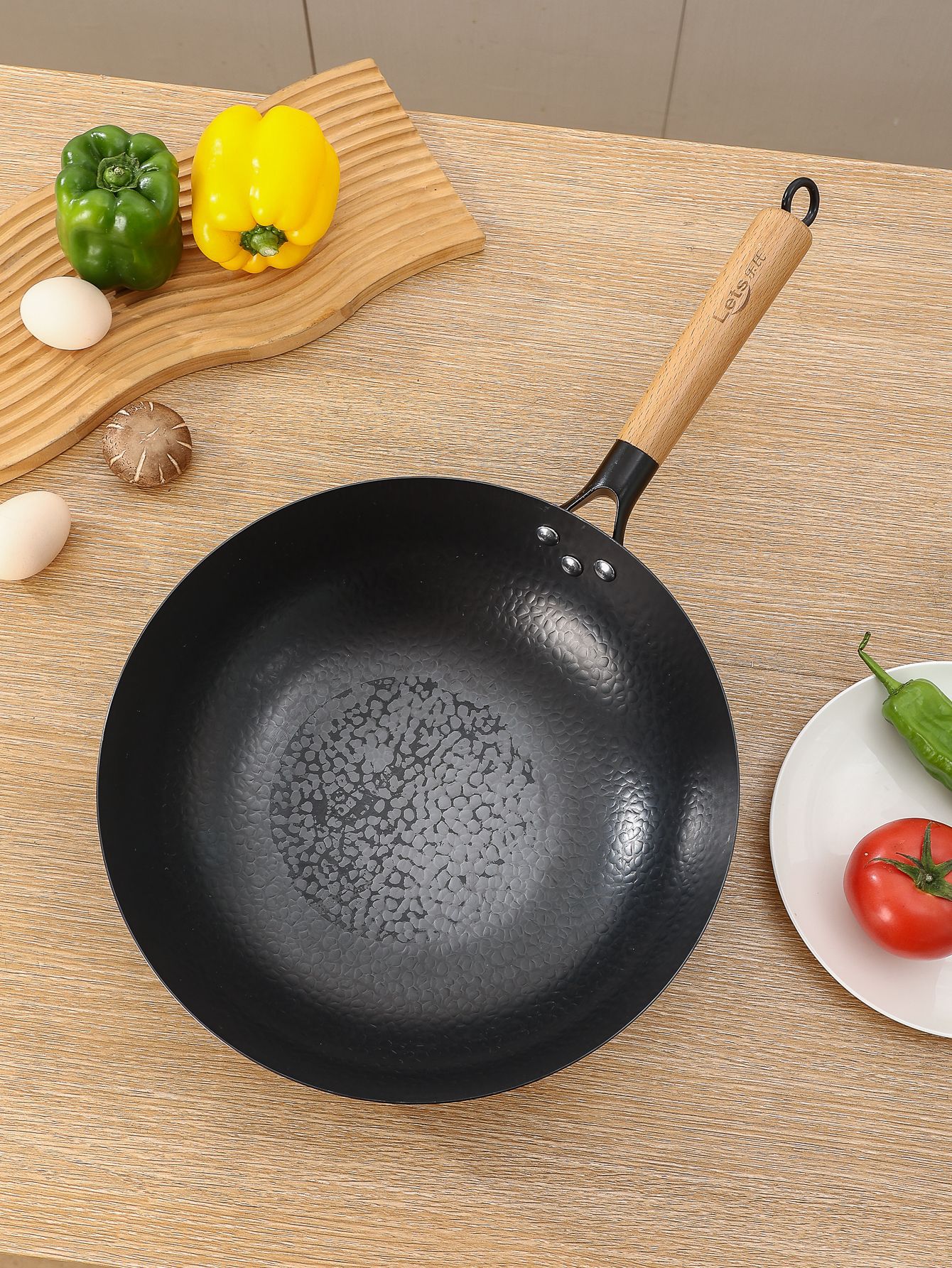 乐氏章丘铁锅超市同款锤纹无涂层不粘迷你家用平底炒锅日用百货锅具详情7