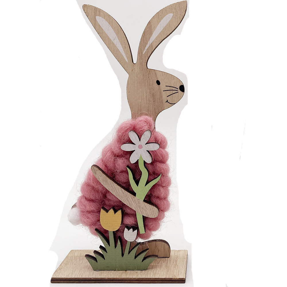 春天园艺木质小兔子摆件装饰品 复活节兔子鸡蛋工艺品桌面小摆件详情8
