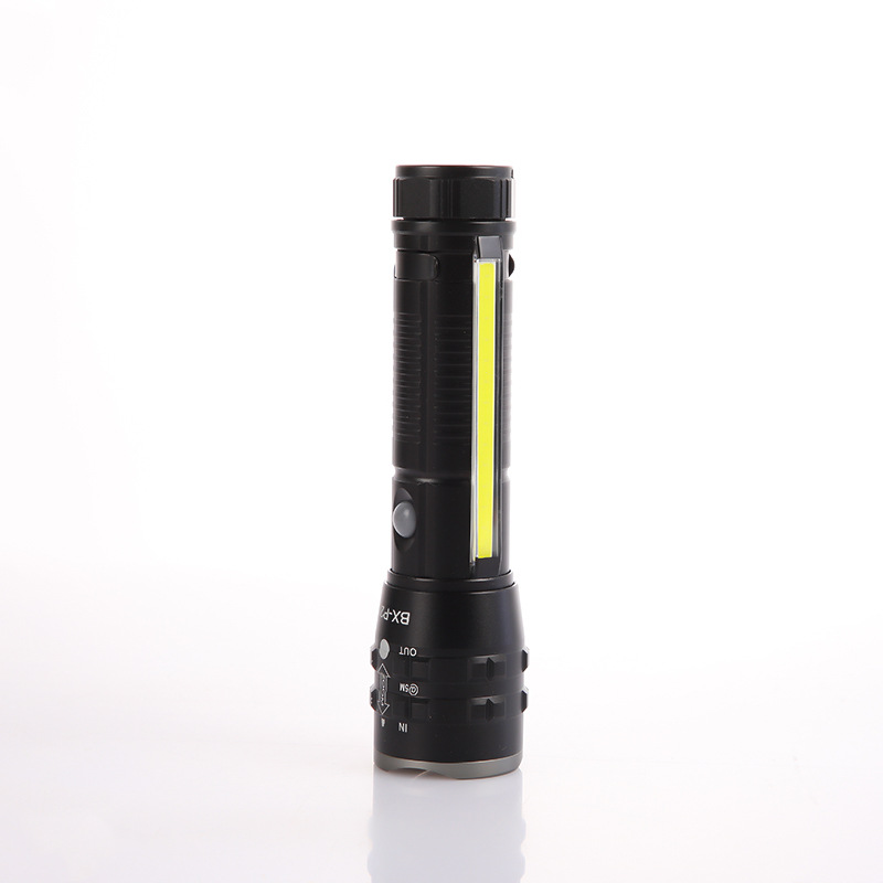 新款户外白长续航充电铝合金防身露营巡逻应急手电筒详情3