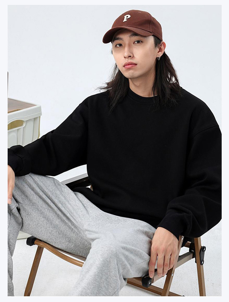 圆领卫衣定制工作服印logo宽松落肩加绒长袖团服班服企业工装刺绣详情16