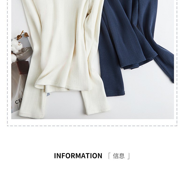 秋冬季磨毛椰绒小立领正肩内搭打底衫女德绒可外穿高级感上衣t恤详情8