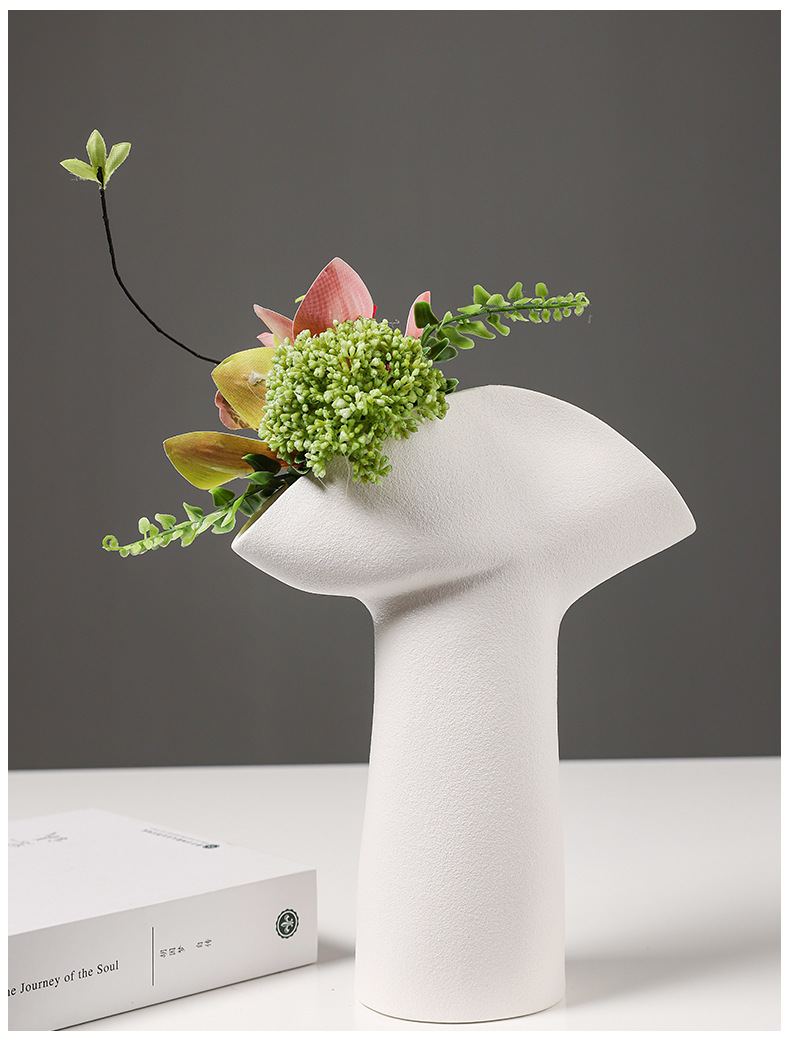 2025 New creative French flower arrangement vase, simple ceramic flower vase, hotel living room dining table, dried and fresh flowers, hydroponic decoration, home decor pic 7