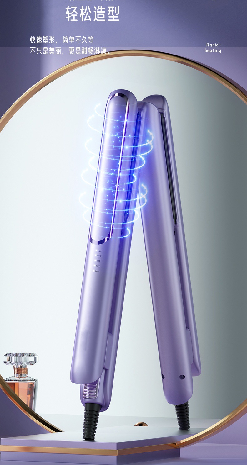Both hair straightening and curling irons can be used without damaging hair. Adjustable temperature, straightening electric irons, bangs, small ironing board, curling iron pic 16