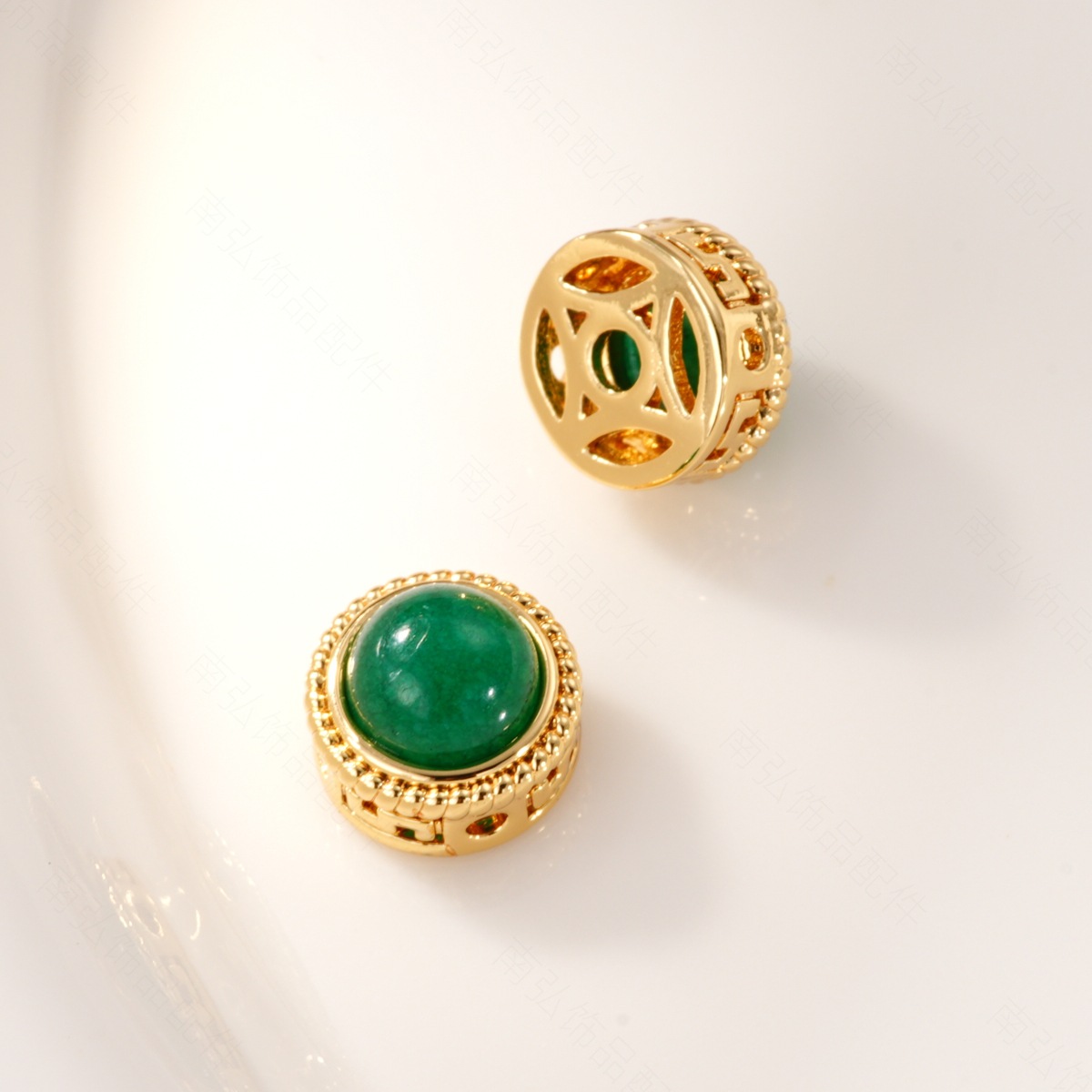 DIY jewelry and necklace clasp with zirconium natural stone aquamarine beads, copper plated with real gold for color retention and high-end feel pic 15