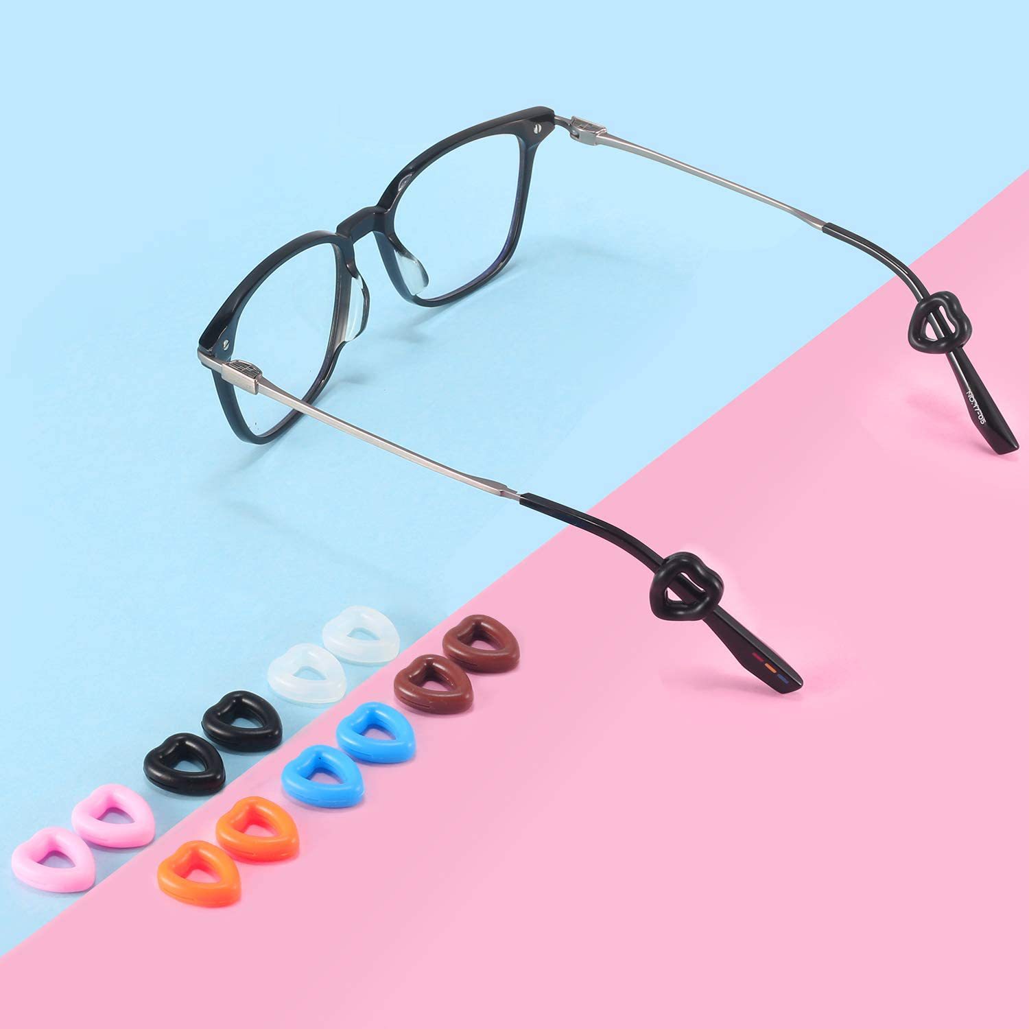 Cross-border bestseller 12 pairs of heart-shaped silicone anti-slip ear tips, comfortable anti-slip fixed ear pads, and eyeglass foot tips to prevent detachment pic 3