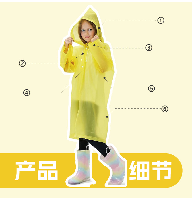 批发加厚一次性儿童雨衣EVA加厚连体学校户外旅行景区厂家批发详情2