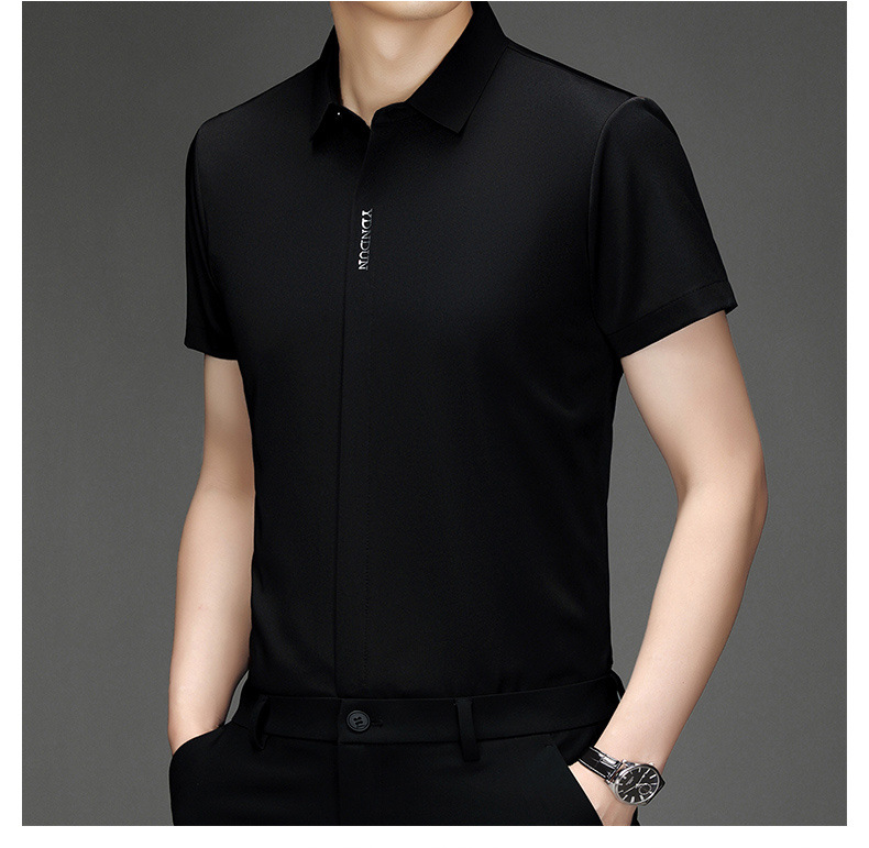 Out-of-size special offer: Summer mulberry silk short-sleeved shirt for men, high-end, seamless, one-inch shirt with good drape, no need for ironing, elastic and delicate pic 39