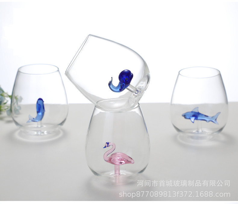 高颜值立体动物玻璃喝水杯子高级感蛋形果汁饮料杯透明玻璃单层杯详情15