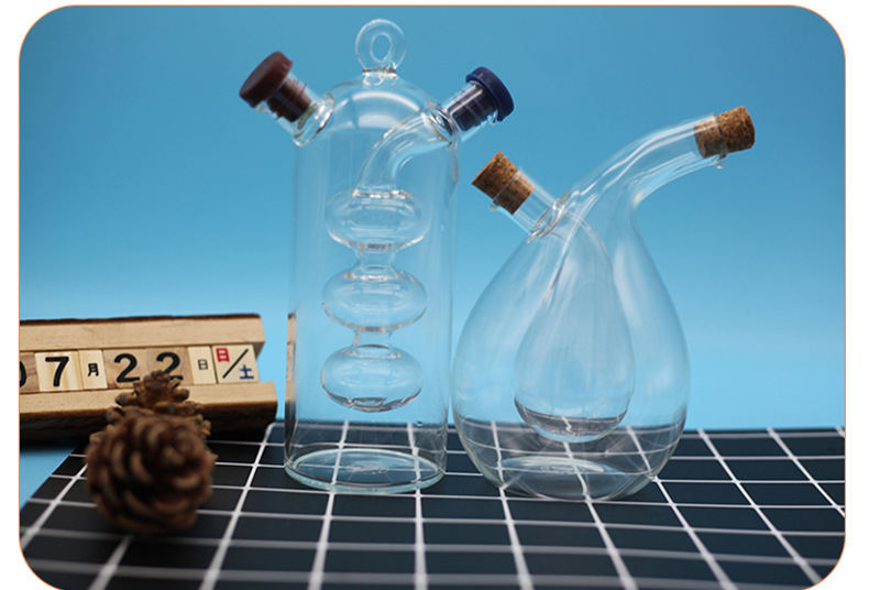 Hotel creative oil bottle two-in-one high borosilicate household glass oil pot, double-moused kitchen sealed sauce and vinegar seasoning bottle pic 5