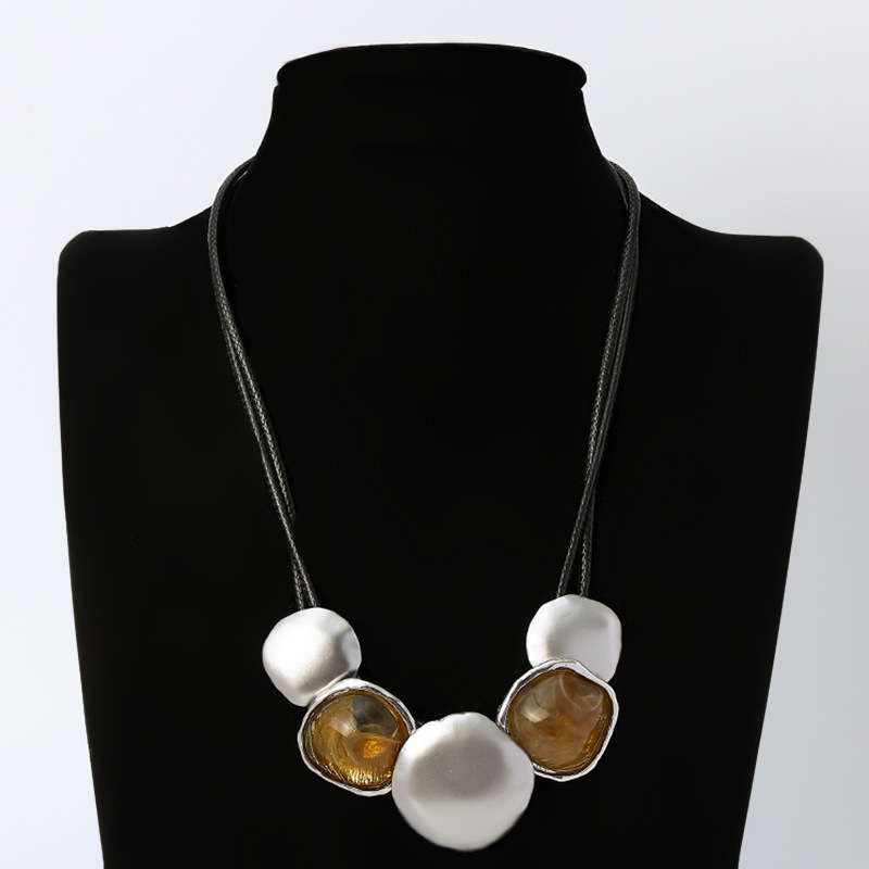 新款金属项链女士合金流行首饰欧美夸张项链高级感饰品外贸短项链详情8