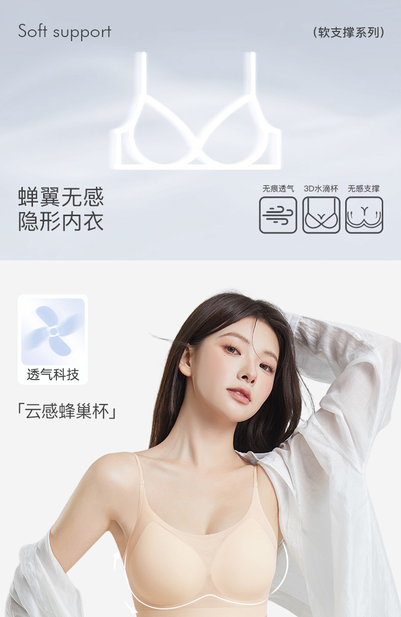 Ice Silk ultra-thin seamless lingerie for women, no steel rings, small breasts, gathering, invisible summer sweat-absorbing, breathable, comfortable and beautiful back bra pic 28