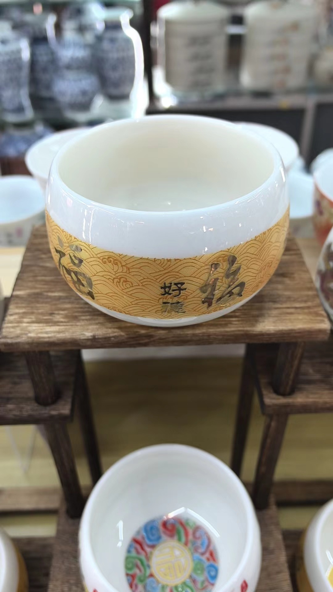 羊脂玉罗汉杯主人杯陶瓷堆金福杯功夫茶茶具品茗杯个人礼品节日详情7