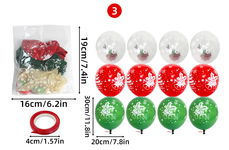 Christmas balloon party, red and dark green shopping mall decoration scene, Santa Claus, snowflake, latex thickened balloons pic 4