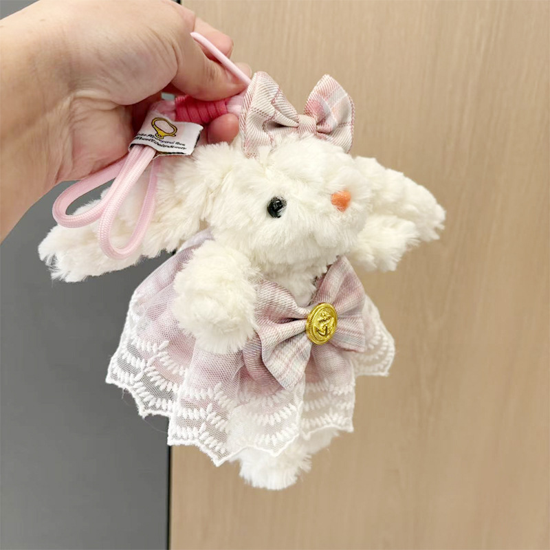 多巴胺格子长耳兔包包挂件小饰品可爱钥匙扣公仔玩偶兔子毛绒玩具详情34