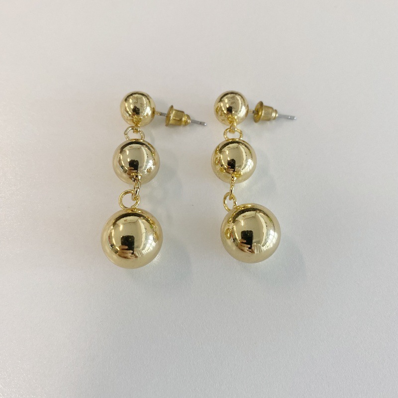 网红博主同款铜球耳环耳钉电镀真金日韩新款女欧美街拍超大耳环女详情9