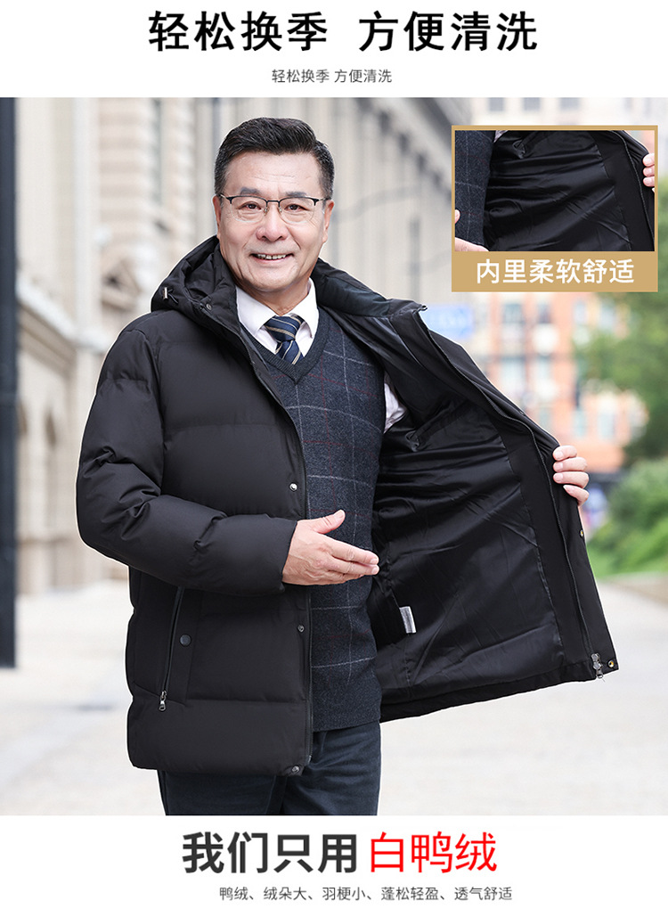 新品中老年人羽绒服男短款加厚2024冬装老年父亲爸爸鸭绒保暖外套详情3