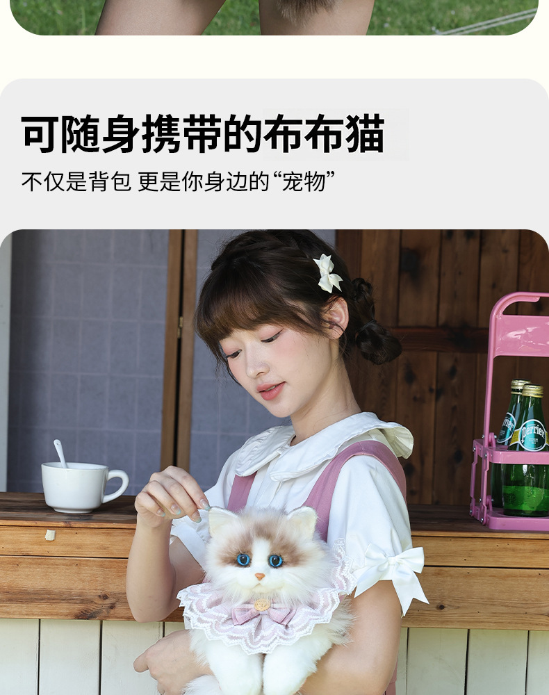 布偶猫咪背包仿真双肩包包玩偶公仔毛绒玩具生日礼物批发三花猫详情8