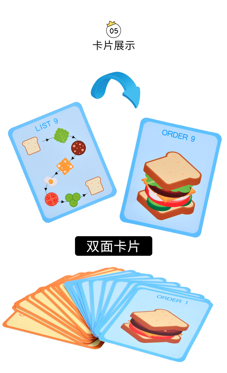 儿童仿真木制过家家汉堡薯条三明治套柱配对益智食物切切拼装玩具详情10