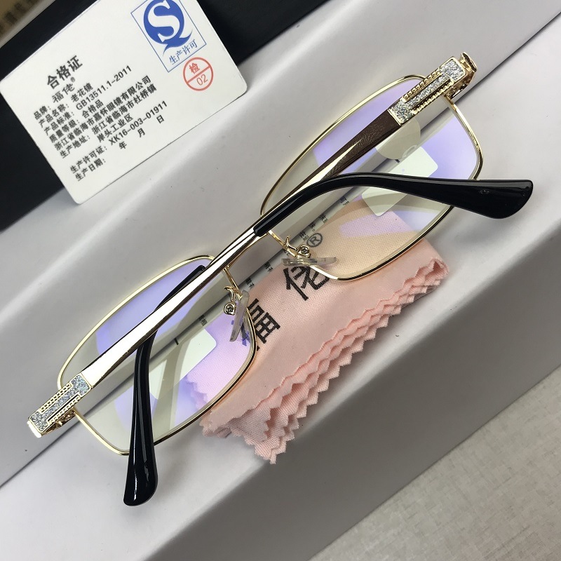 水晶玻璃老花镜男耐磨高清防蓝光眼镜老人100/200度防辐射代发详情19