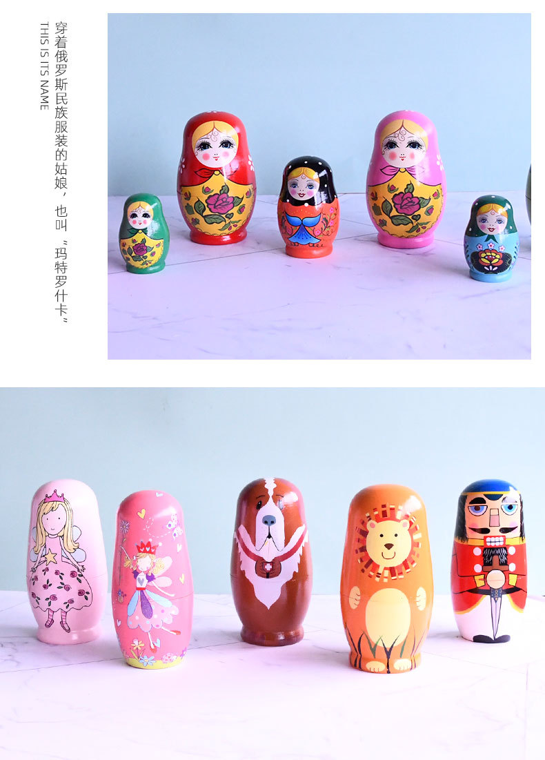 Russian Matryoshka five-layer long-necked cat Matryoshka holwood ground painted decorative items, painted wood handicrafts in stock pic 8