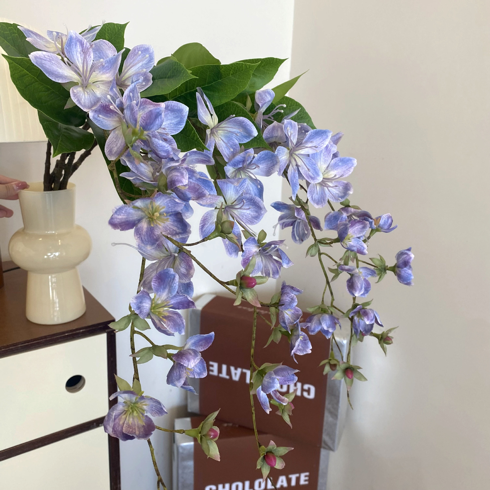 高品质 仿真垂丝茉莉花绢花海棠单支轻奢假花家居室内造景装饰花详情3