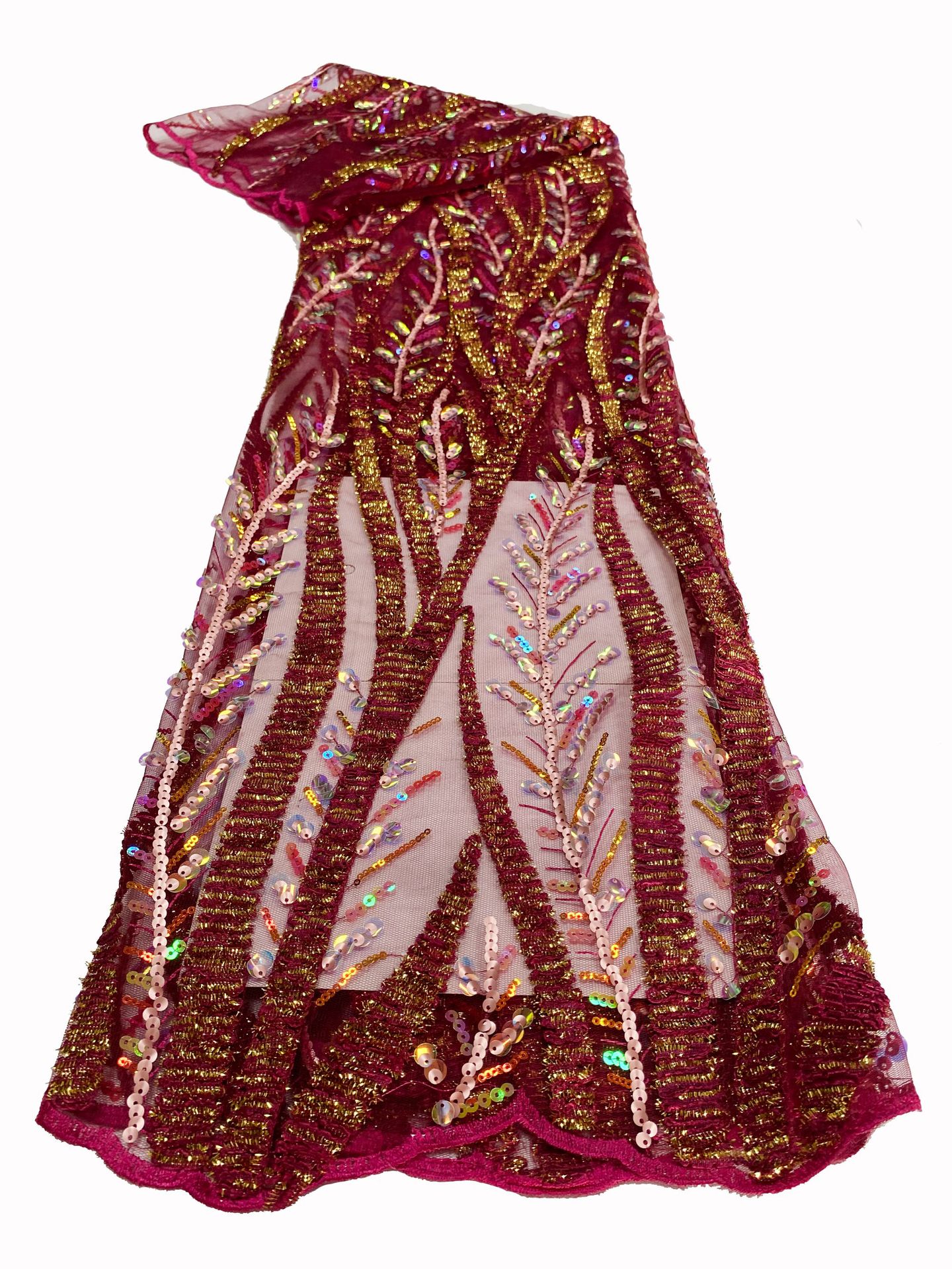 New African and Middle Eastern branch mesh fabric, sequined multi-color embroidered lace fabric beadslace in stock pic 16