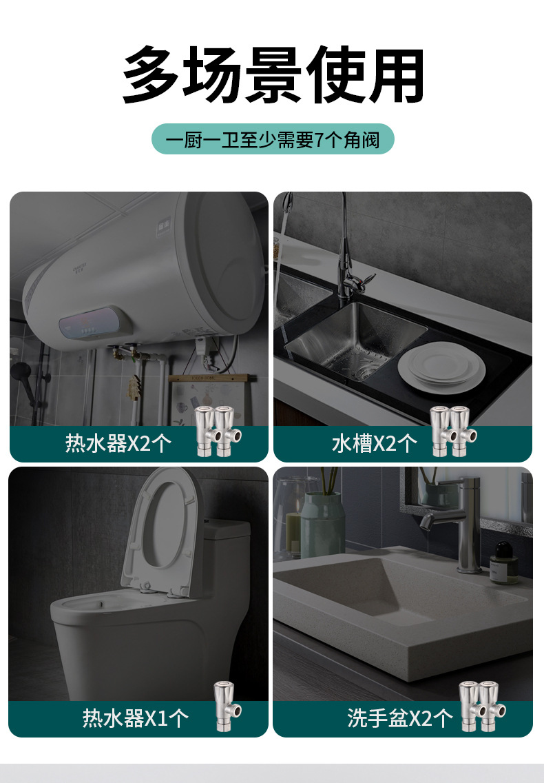 304 stainless steel union internal thread triangular valve, thickened 4-inch internal thread water inlet valve, rotatable on-off valve for cold water heaters pic 6