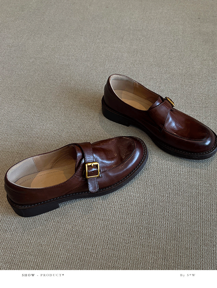 牛皮2025真皮厚底乐福鞋春秋单鞋黑色百搭鞋子英伦学院风小皮鞋女详情3