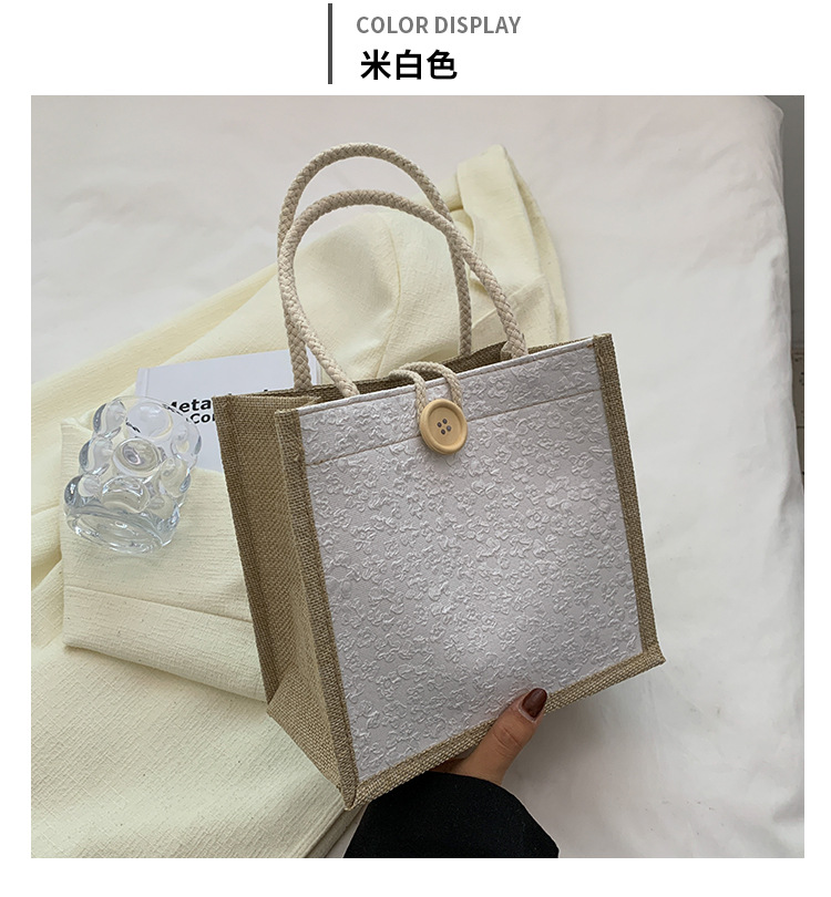 网红手提麻布包包女2023洋气上班外出手拎便当袋日系ins小挎包详情21