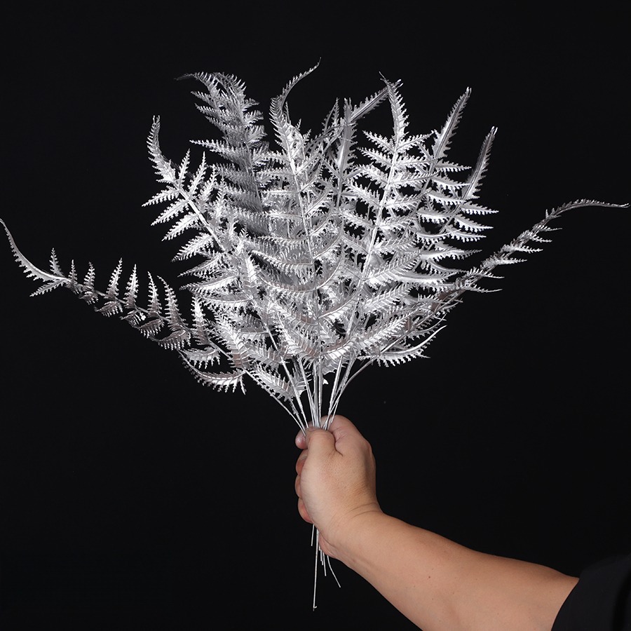 银色仿真花年宵花银色尤加利银色叶子银杏叶假花福桶插花新年摆件详情4