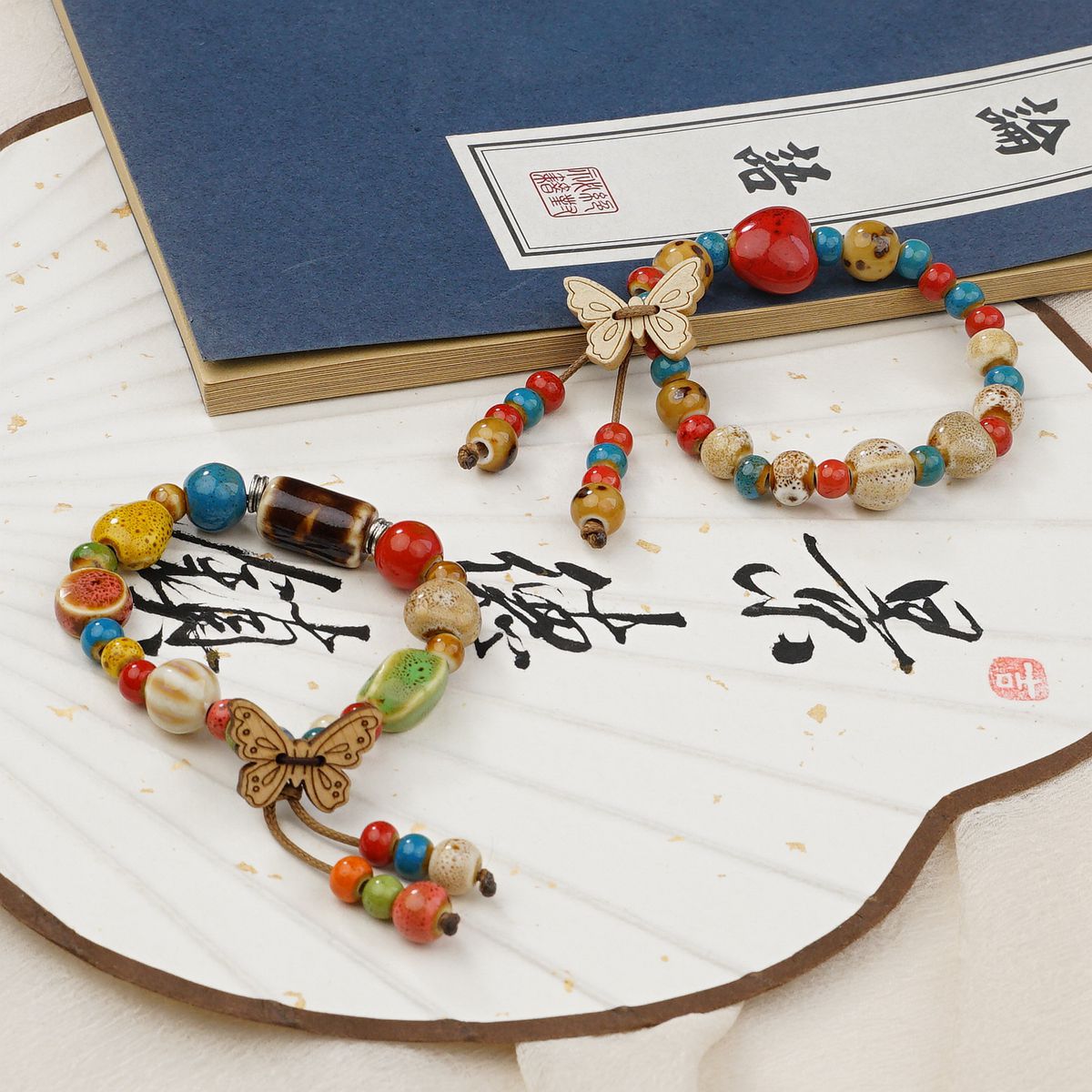 Ethnic-style ceramic beaded bracelet for women, light luxury and high-end feel, new Chinese-style retro bracelet, couple and best friend jewelry pic 2