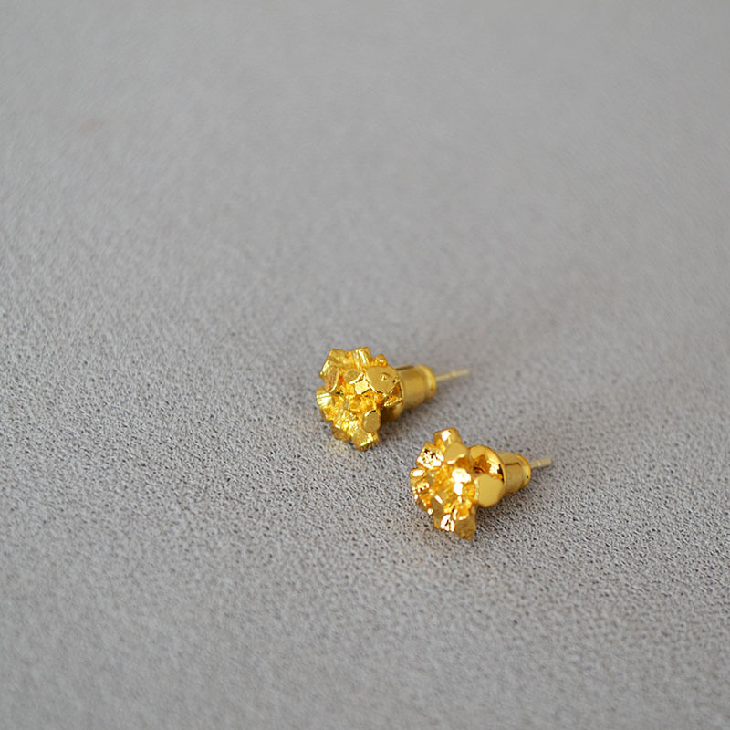 如钻一般闪耀金属光泽不规则晶簇芽简约黄铜镀金镀银925银针耳钉详情6