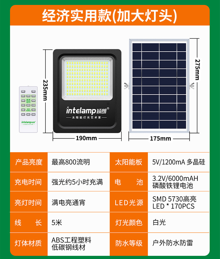 太阳能灯led庭院户外露营地防水新农村照明户外庭院投光灯详情34