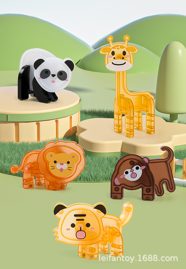 Cross-border. Magnetic sheet farm Dinosaur scene Color window Magnetic sheet Early education assembly building block toys pic 6