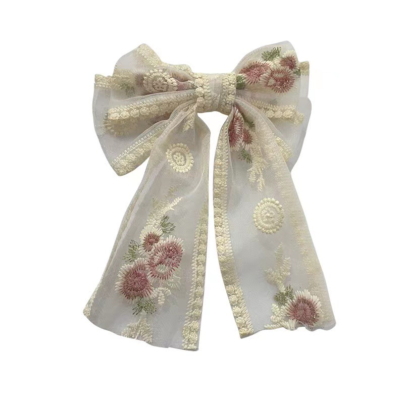 Rose lace bow hair clip, back of the head clip headwear, female Internet celebrity 2021 new spring hair clip accessory pic 5