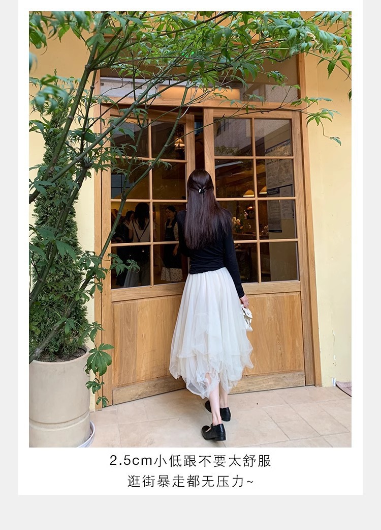 软羊皮~法式方头粗跟玛丽珍鞋女秋复古猪鼻子芭蕾鞋女小皮鞋单鞋详情29