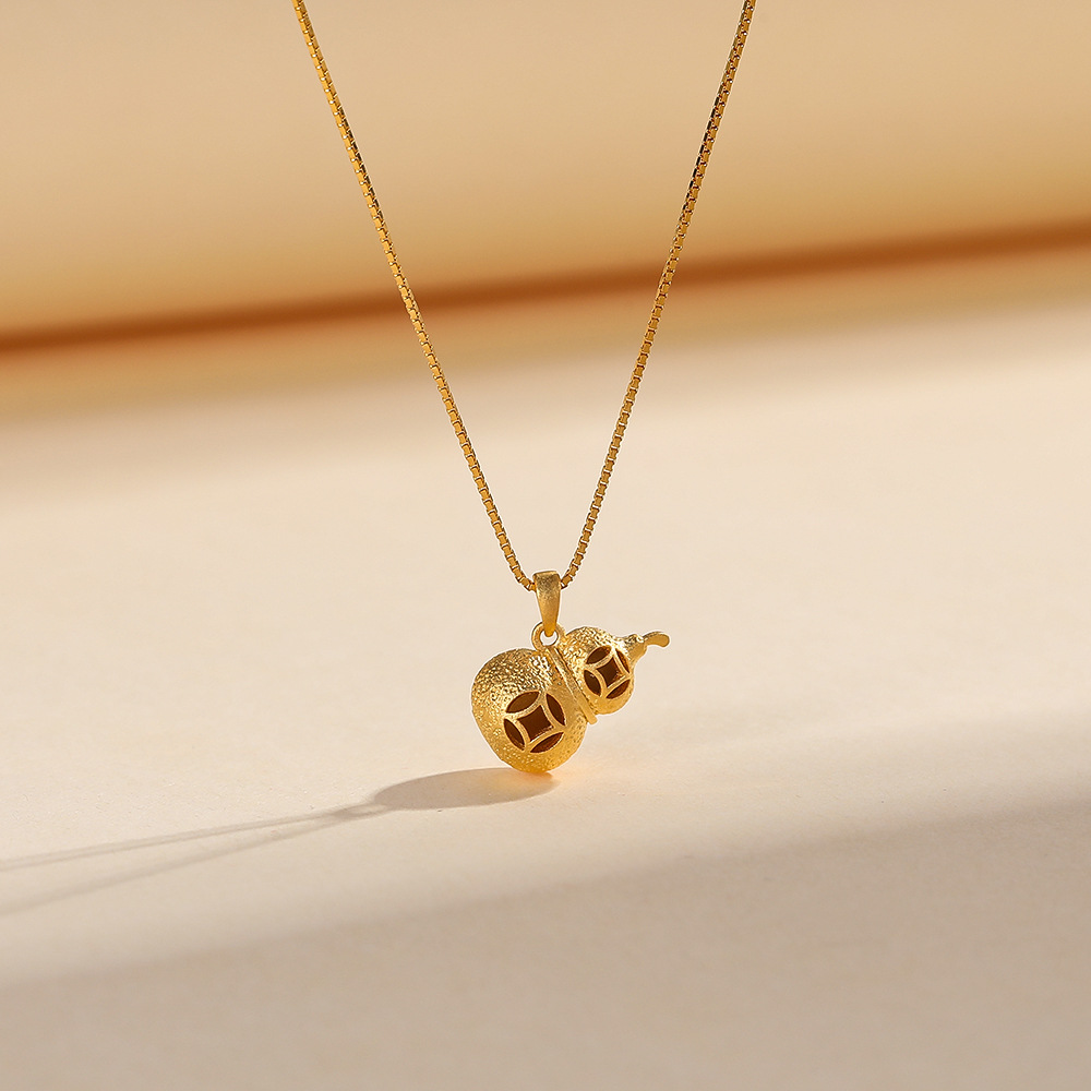 s925纯银 古法拉丝葫芦吊坠项链轻奢高级感新品黄金同款锁骨链详情5